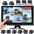 RV Backup Camera System with Carplay, Wired Security 1080P Cameras with 10.1 inch Android Auto 6 CH Touch Screen, GPS Navigation Loop Recording DVR for RV Semi Truck Trailer Camper