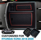 Autorder Center Console Organizer for Hyundai Kona 2018-2021 2022 2023 Accessories Armrest Storage Box Secondary Insert Tray with 3 Color Mats (Not for Kona EV)