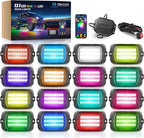 MICTUNING Q1 MAX RGB+IC Rock Lights 16 Pods Kit, 384 Beams 1000% Brighter Chasing Dreamcolor Underglow Neon Lights, APP Control Multicolor Extensible Underbody Lighting Kit for Truck ATV UTV Boat