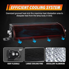 AUXTINGS 12 inch Single Row Amber LED Light Bar 60W Off Road Light Bar Flood Beam LED Work Light Truck UTV 4x4 Cars SUVs ATVs Boats Fog Driving Light with Wiring Harness kit