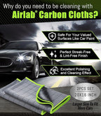 Airlab Carbon Microfiber Towels for Car Glass Window Polishing Cleaning Cloth Auto Detailing Lint Free Streak Free Drying Car Wash Large Towel, Pack of 2, 20" x 16", Grey-Green