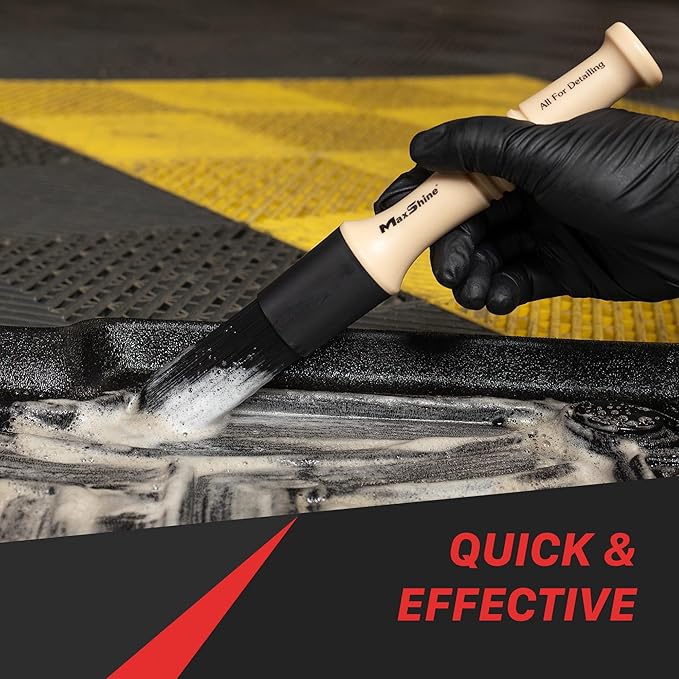 Maxshine Professional Exterior Detailing Brush | Heavy-Duty Stiff Bristle Brush for Wheels, Rims & Tires | Large Off-White Durable Car Detailing Tool for Exterior Cleaning & Auto Care