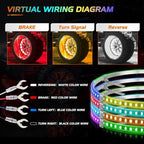 Nilight 4PCS 17.5inch LED Wheel Ring Lights RGB with APP and Remote Control Neon Lights Million Colors w/Turn Signal and Braking Function for Car Van SUV Truck
