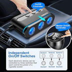 Cigarette Lighter Splitter,3 Socket Cars Cigarette Lighter Adapter,Heavy Duty Truck USB Chager Multi Port with PD30W/QC3.0 USB C 12/24V Car Plug Outlet with LED Voltage Display Independent Switches