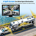 4-Wired Backup Camera System, 10" HD 1080P DVR Quad Split IPS Monitor with 4 Side & Rear View Cameras, Vibration-Proof IP69K Waterproof Night Vision for Truck/RV/Tractor/Bus/Trailer/Heavy Equipment