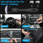 9 Pcs Car Detailing Brush Set No Scratch for Clean Interior or Exterior, Dashboard, Air Vent, Leather Seats, Emblems, Tires, Engine Bay (6 PCS Replacement Brush Head)