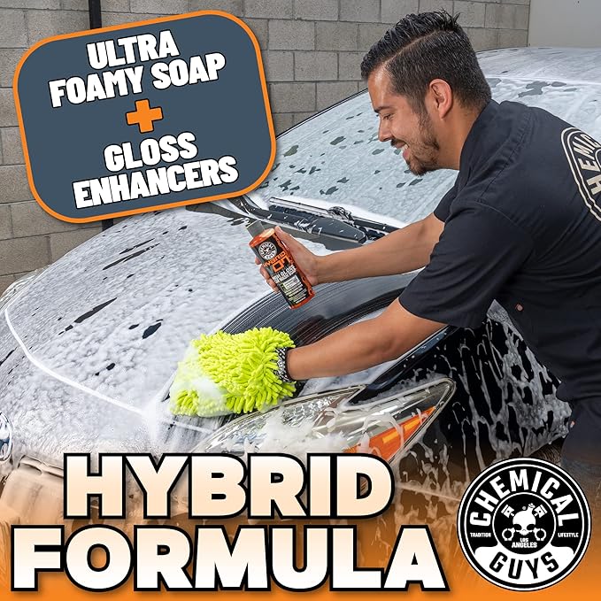 Chemical Guys CWS_808 Hybrid Foaming High Gloss Car Wash Soap (Works with Foam Cannons, Foam Guns or Bucket Washes) Safe for Cars, Trucks, Motorcycles, RVs & More, 128 fl oz (1 Gallon), Orange Scent