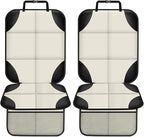 XHYANG Car Seat Protector 1 Pack Car Seat Cushion Mat Thickest Padding,Waterproof 600D Fabric Car Seat Covers for Non-Slip Backing Mesh Pockets for Baby and Pet (Beige, 2 Pcs)