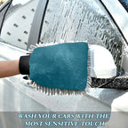 Qilmy Navy Blue Microfiber Chenille Car Wash Sponge Scratch Free Car Wash Mitt Absorbent Mitt Sponge for Trucks SUVs Car Washing Home Cleaning, Large