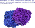 M METERXITY 2in1 Set Microfiber Chenille Wash Mitt - Double Side Reusable Gloves for Cleaning, Scratch-Free, Apply to Car Cleaning(9.84 x 6.69'',Dark Blue Purple)