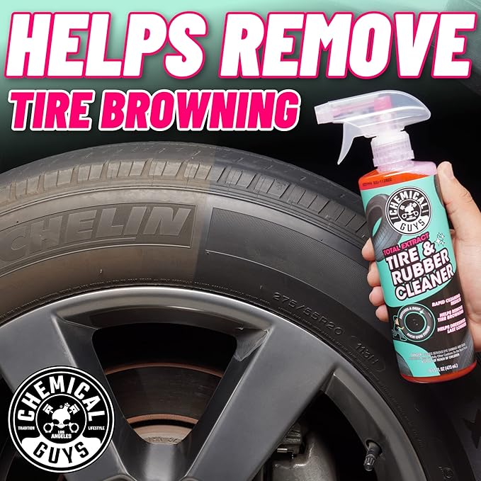 Chemical Guys Total Extract Tire & Rubber Cleaner 2 Pack 16 oz Each Restores Brown Tires, Cleans Rubber & Trim, Preps for Tire Shine & Ceramic Coating