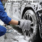 4 Pack Microfiber Car Wash Mitts Set 10x7 Inch Soft Suede Lining Car Wash Gloves, Highly Absorbent Scratch-Free Cleaning Cloths for Auto Detailing, Safe with All Soaps, Bucket(Black)