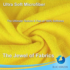 Blue Horizon Microfiber Cleaning Towels, Pack of 24, Ultra Soft Plush Washcloth, All Purpose Premium Microfiber Detailing Cleaning Cloths Reusable Shop Towels (16" x 16", Gold)