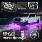 6 Pods Full Angle RGBW LED Rock Lights, 6500K Pure White and RGB Rock Light for UTV ATV Golf Cart RZR SXS Truck SUV Car Underbody, 12V Waterproof Neon Underglow Kit with APP/RF Control Sync Music