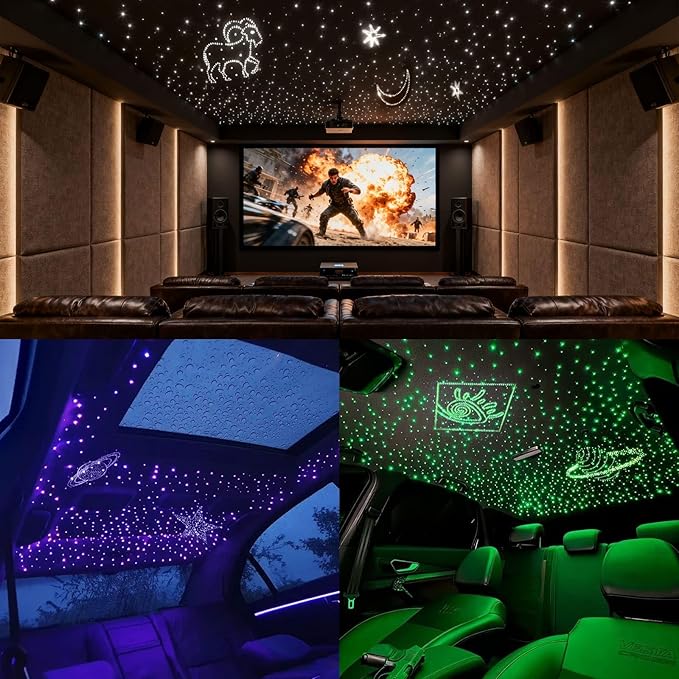 Starlight Headliner Light Kit 16W Upgraded Car Home Fiber Optic Lights 600pcs*0.03in(6.5ft/2m) Sound Activated APP/Remote Control Small Size Star Lights for Car Home Star Ceiling Decoration