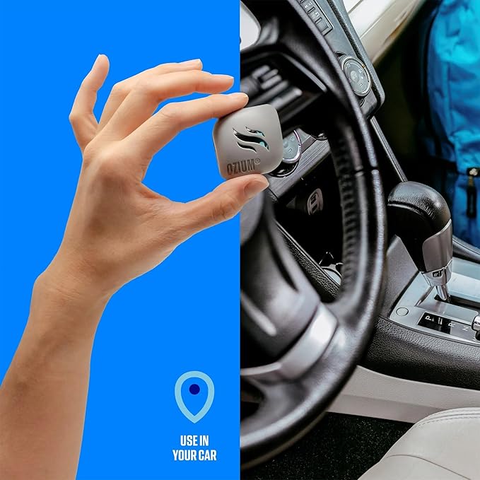Ozium Membrane Car Vent Clip AC Air Fresheners Car Air Freshener and Car Odor Eliminator (Carbon Black, 4 Packs)