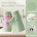 Jessy Home 50 Pack Microfiber Cleaning Cloth Roll,Reusable Paper Towels,12"x12" Tear Away Towels,Durable,Scratch Free,Lint Free Microfiber Rags for Car,Kitchen Garage,Home