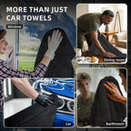 2-Pack 24" x 36" 11.8" x 11.8" Twisted-Loop Car Drying Towel 1500GSM Microfiber Cleaning Cloth for Car Trucks Motorcycles Streak Free Lint Free Ultra Absorbent Washing Cloth for Kitchen Window (Grey)