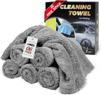 Car Wash Drying Towels, 450gsm Ultra-Thick Absorbent Lint-Free Extra Soft Microfiber Rags for Car Detailing, Interior & Exterior Cleaning Cloths, 16in x 16in - Microfiber, Grey, 6 Packs