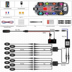 12 Pods RGB LED Rock Lights for Trucks Pickup Offroad Golf Cart SUV UTV, 6500K Super Bright, IP68 Waterproof, Segmented Color Change APP Control Underglow Kit with Power Swith Extension Wires, 12V