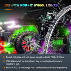 Nilight 4PCS 15.5inch Double Row Wheel Ring Lights Dream Color with APP and Remote Control Neon Lights w/Turn Signal and Braking Function Dual Row for Car Van SUV Truck