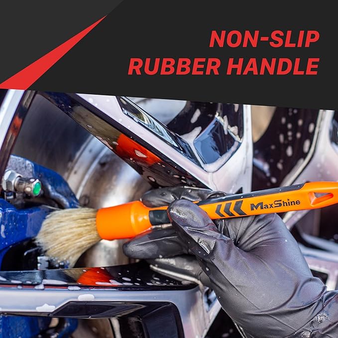 Maxshine Universal Combo Detailing Brush – Classic Boar’s Hair Bristles – Versatile Interior & Exterior Cleaning Brush for Wheels, Vents, Badges & More