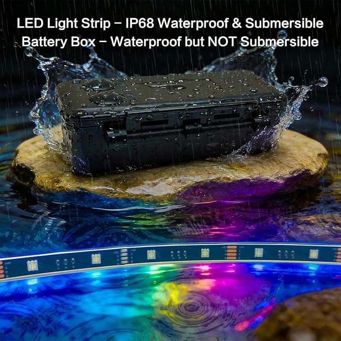 Battery Powered Golf Cart Canopy Lights, 2 Pack 4FT IP68 Fully Waterproof Golf Cart Roof Light Strip with Remote, Golf Carts Underglow RGB Led Strip Lights for EZGO Yamaha Marine Boat Kayak SUP UTV