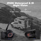 7" 3-Magnetic Wireless RV Backup Camera, HD1080P DVR Monitor, IP69 Waterproof & IR Night Vision 3x9600mAh Rechargeable Cameras, 2 Side Cameras & 1 Rear Camera for Trailer Truck Camper
