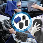 AUTODECO 40Pcs Car Wash Detailing Kit Cleaning Kits with Foam Gun Sprayer Vacuum with Long Cord Drill Brush Large Wash Mitt Towels Complete Interior Exterior Car Washing Supply Set Black