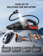 AstroAI 4-in-1 V3 Portable Handheld Car Vacuum Cleaner & Tire Inflator, 150 PSI Portable Air Compressor with Digital Dual Values Display, LED Light, 12V DC, 16.4FT Cord for Cars, Bikes, SUVs