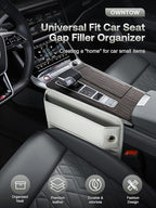 Premium Leather Car Seat Gap Filler Organizer (0.2”-1.2" Gaps), Clever Gifts for Car SUV Truck Owners (Beige, 2 Pack)
