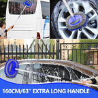 63” Long Handle Car Wash Brush Microfibre Extendable Cleaning Mop Mitt for Caravan Truck Van Tyre Window Wheel Roof 2 in 1 Interior Duster Remover Scratch Free Clean Product 3 Replacement Head