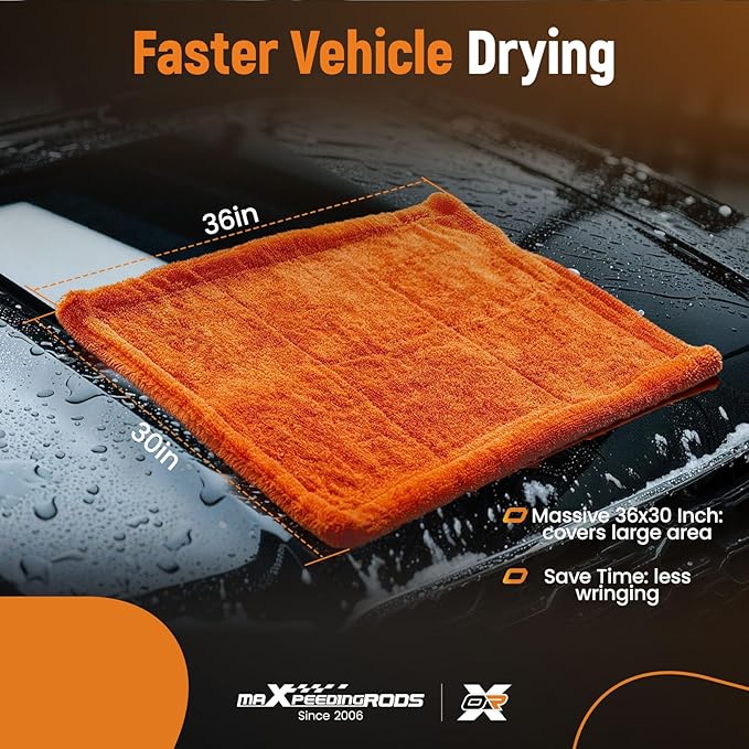 maXpeedingrods Drying Towels Car Detailing for Cars Trucks SUVs RVs and Motorcycles 36" x 30", 1200GSM Microfiber Car Drying Towel, Super-Absorbent, Streak-Free, Scratch-Free, No Water Spots