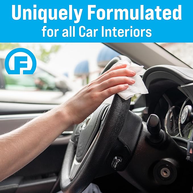 Fortress Car Interior Wipes (25 ct, Pack of 10) for Car Interior Cleaning, Dashboard, Seats, Detailing, and Steering Wheel [Travel Size] Skin-Safe Car Interior Cleaner Supplies