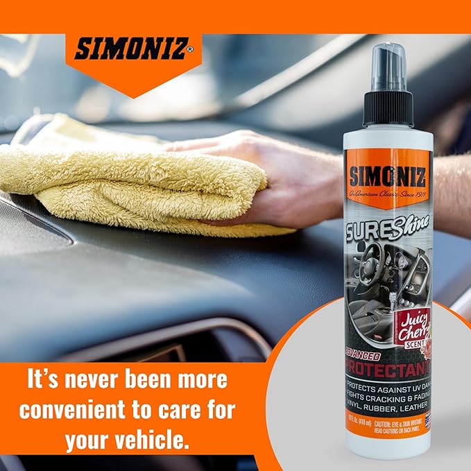 Simoniz Sure Shine Auto Detailer – 10 oz Bottle Professional Mist and Wipe Vehicle Protectant – Instantly Provides a Just Waxed Look & Feel - for Cars, Trucks, SUVs, Boats & Bikes (Juicy Cherry)