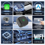 2026 Upgraded Wireless CarPlay Adapter & Android Auto, 2 in 1 Mini Dongle with Cooling Vents for Stable Connection, Converts Wired to Wireless, 5GHz WiFi No Delay, Plug & Play for Factory Wired Cars