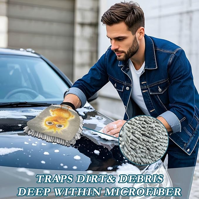 Cartoon Funny Pet Chickenyellow Car Wash Mit Scratch-Free Wash Mitts For Cars Washing Car Hand Wash Detailing Sponge