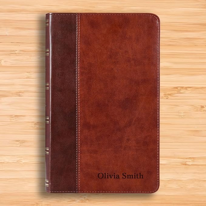 Personalized KJV Holy Bible Faux Leather King James Version Premium Holy Bible | Giant Print | Words of Christ in Red | Custom Engraved with Name | Gift for Christian & Religious Celebrations | Brown