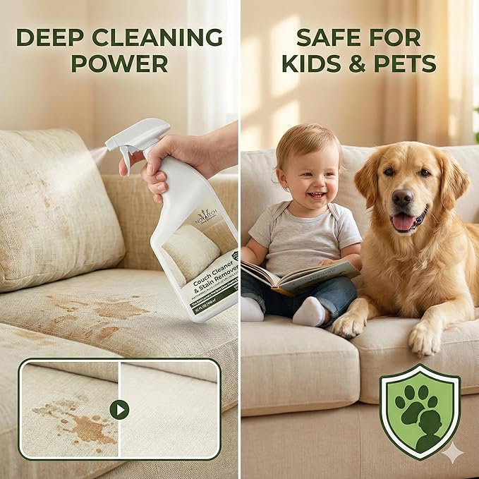 NOYATECH Travel size Couch Cleaner and Stain Remover. For sofas, car upholstery, carpets, rugs, mattresses, dining chairs, all Fabrics. Safe, for kids and pets.