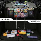 Boho Mandala Floral Blossom Car Trunk Organizer with 3 Adjustable Buckles Hanging Cargo Bag with 4 Storage Bags,Sturdy Space Saving Expert,Gift for Women