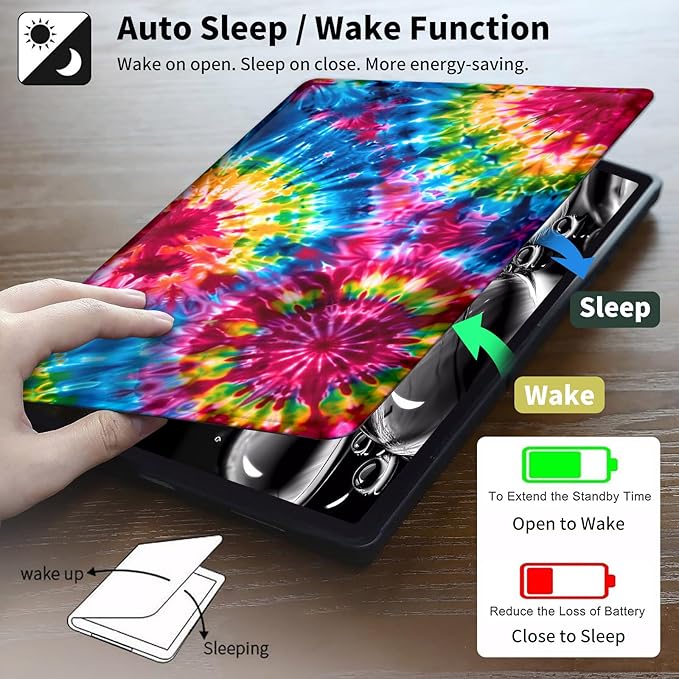 Case for 7" Kindle Paperwhite 12th Generation 2024 & Kindle Colorsoft Signature Edition 2024,360 Degree Rotating Swivel Leather Stand Folio Cover with Auto Wake/Sleep,Rainbow Color