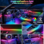 6 in 1 Car Led Strip Lights, Interior Car Lights, App and Remote Control Ambient Lighting Kit with RGB 16 Million Colors Fiber Optics&Music Sync Rhythm, USB Neon Light Accessories for Console&Door