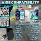 Wired to Wireless CarPlay Adapter for Android & iOS - Updated 2026, Easy Plug & Play Setup | Stable Connection for Seamless Drive | Bluetooth CarPlay Adapter for iPhone with WiFi | iOS 10+/Android11+