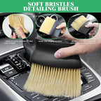 14Pcs Car Interior & Exterior Dusting Brush Set Contains Soft Cleaning Brushes, Auto Boars Hair Detailing Brushes, Double Head Brush for Automotive Air Conditioning Vent Dashboard Screen