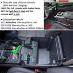 TOPINSTALL 22-26 Full Size Tray 2-Lay Space Compatible with 2022-2026 Refreshed Silverado/Sierra 1500 and 2024-2026 Chevy Silverado/GMC Sierra 2500HD 3500HD Use with OEM Organizer (Bucket Seats ONLY)