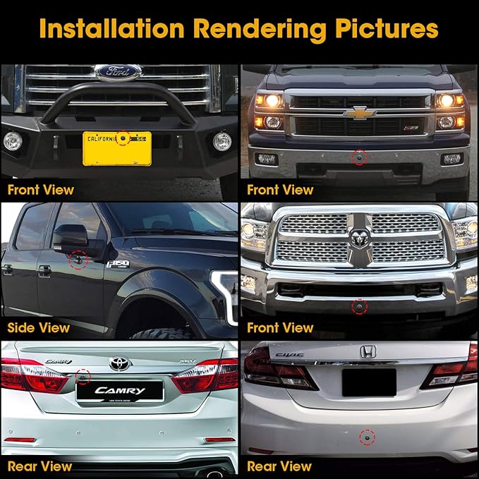 NATIKA Backup/Front/Side View Camera: No Distortion Effect Starlight Night Vision HD Metal Flush or Surface Mount 720P AHD and TVI Reverse Rear View Backup Camera for Cars Pickup Trucks SUVs RVs Vans