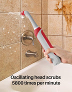 kHelfer Rechargeable Electric Grout Brush with Built-in Battery, Upgraded Stainless Steel Wire Power Brush & IPX7 Waterproof, Cordless Cleaning Brush & 5 Replacement Heads for Tile Grout Crevice