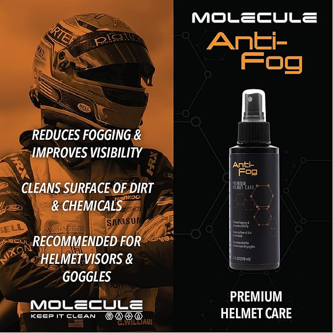 Molecule Helmet Care Kit | Premium Helmet Care | Includes Anti-Fog, Cleaner Polish, Helmet Refresh, and Rain Repel | Cleans and Details Helmets, Visors, and Goggles | 4 Ounces (1 Kit)