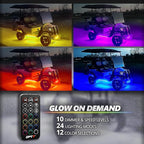 OPT7 12V Aura Pro Underglow Lights Kit for Golf Cart with APP & Remote Control, Waterproof Rigid Aluminum Light Bar, RGB Multicolor Music Sync LED Lighting Kit for EZGO Yamaha Club Car