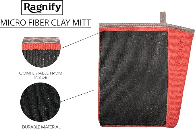 Pack of 2 Clay Mitt Auto Detailing Medium Grade Clay Bar Alternative Mitt for Flawless Removal of Surface Bonded Micro Contaminant (Red)